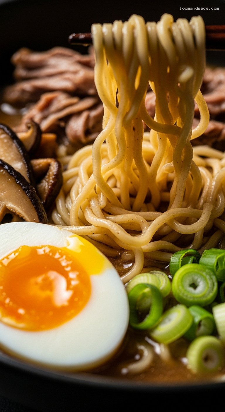 Slow-Braised Lamb Ramen With Soft-Boiled Eggs – Closeup