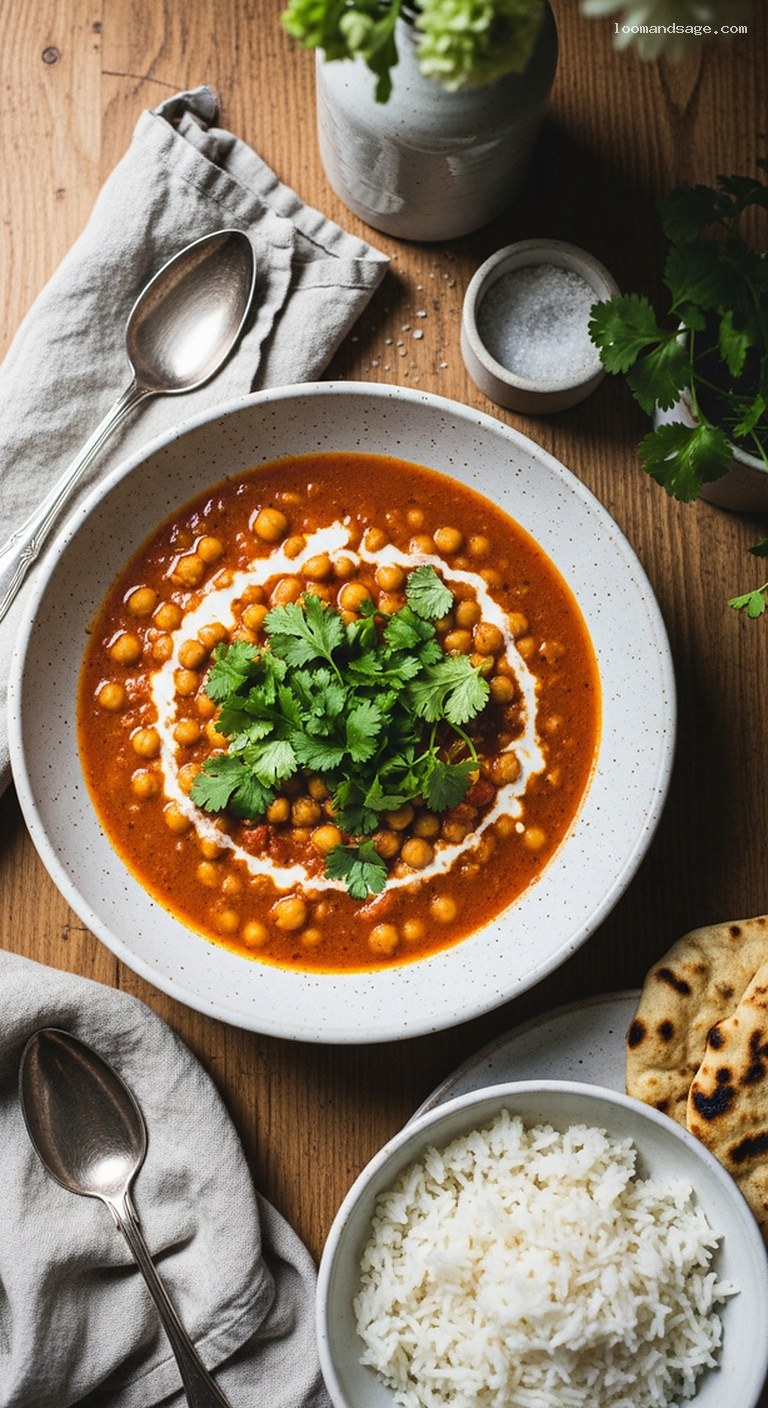 Slow-Simmered Chickpea Tomato Coconut Curry with Basmati