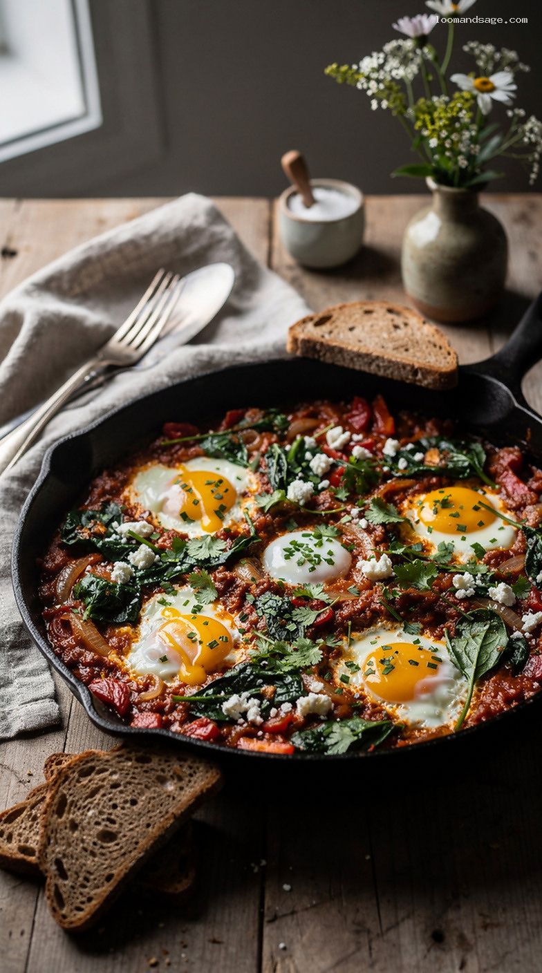 Smoky Greens Shakshuka with Herbs and Whole-Grain Toast