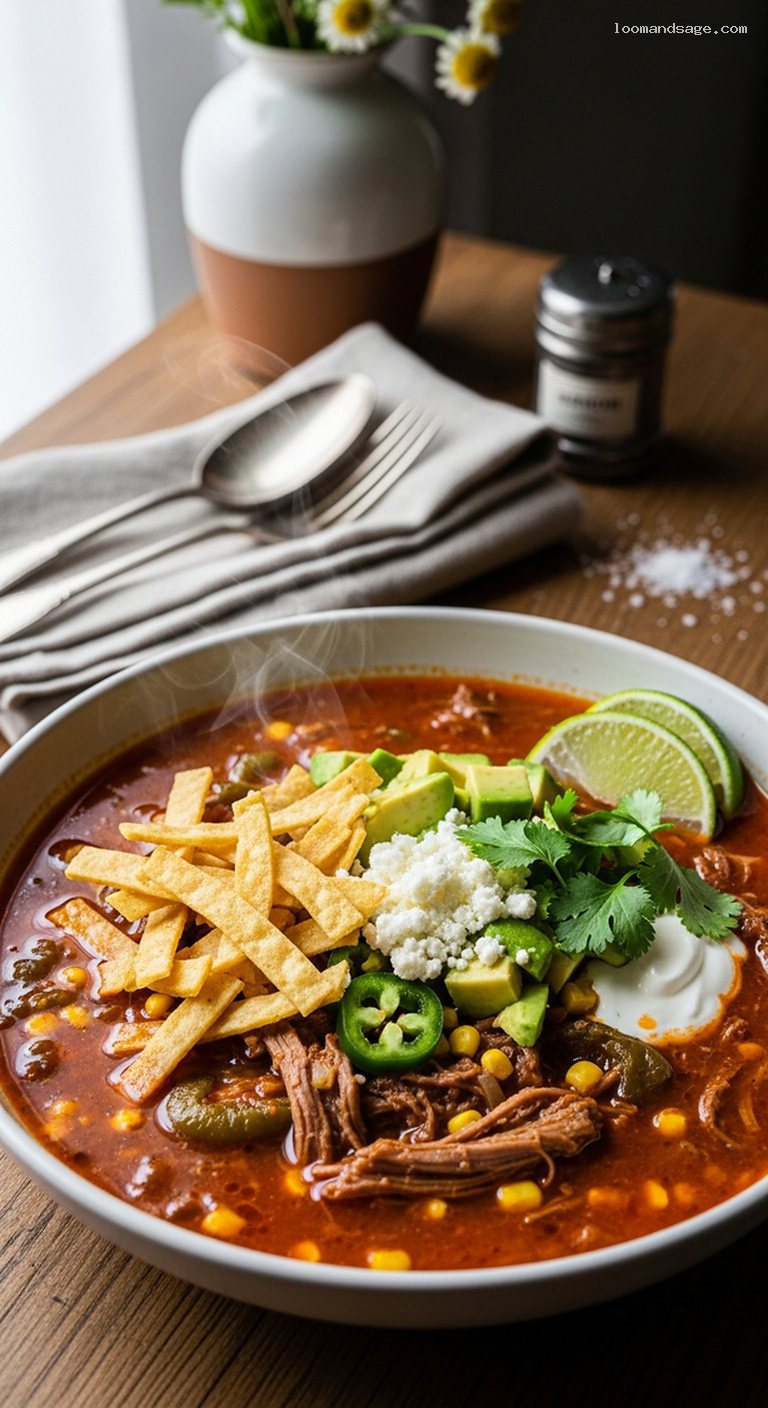 Smoky Lamb Tortilla Soup With Crispy Tortilla Strips