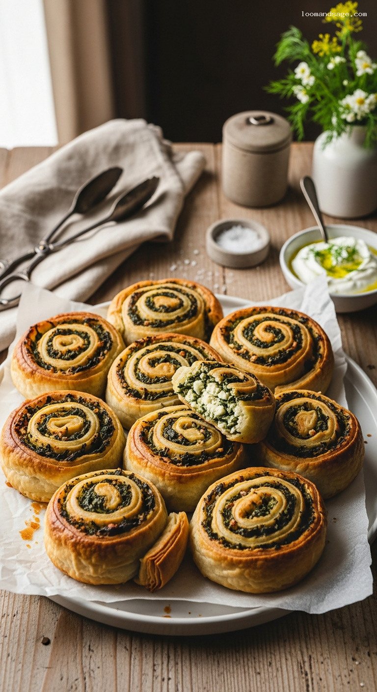 Spanakopita Rolls: Spinach and Feta Phyllo Spirals