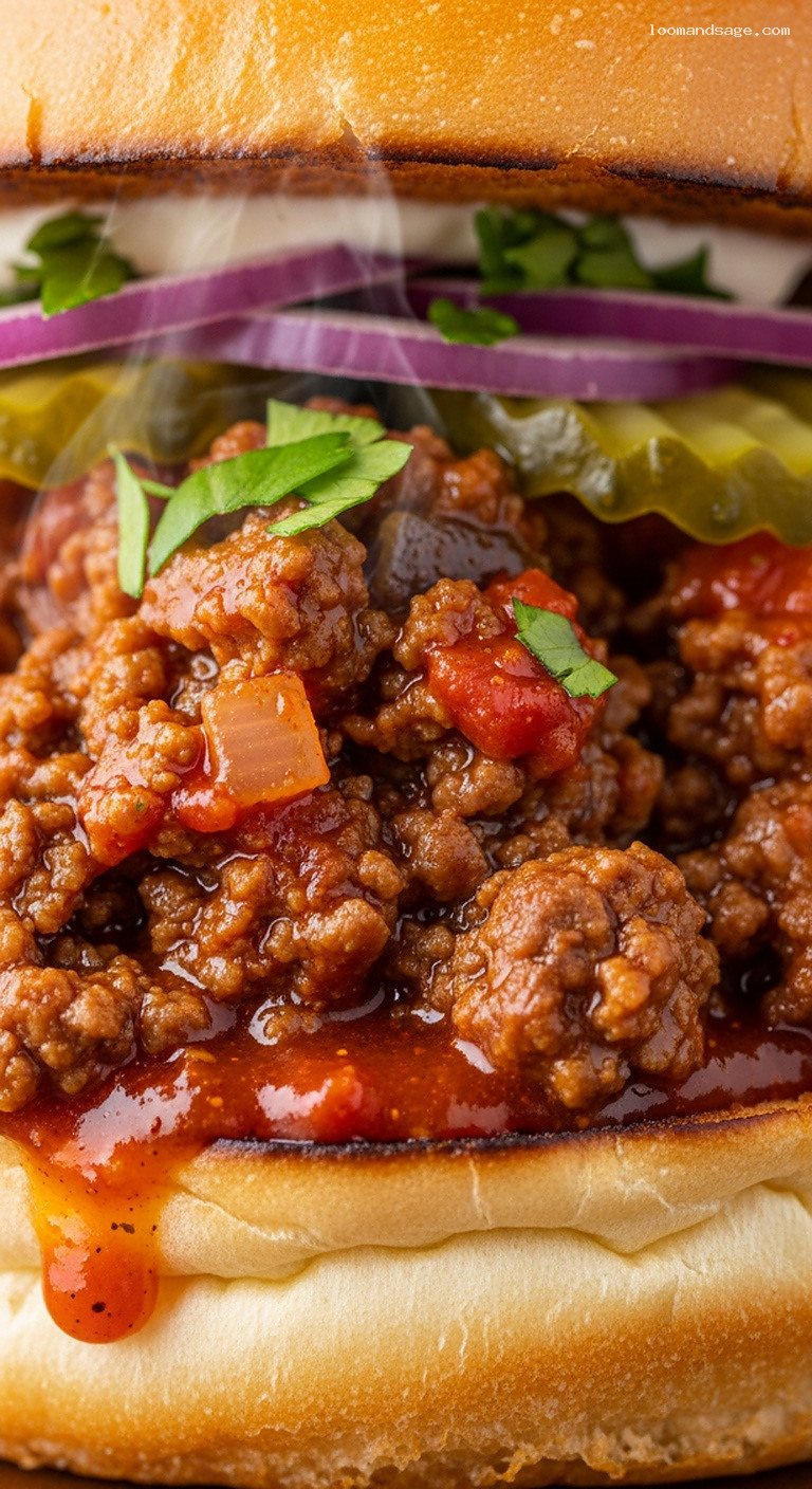 Spiced Lamb Sloppy Joes on Toasted Brioche Buns – Closeup