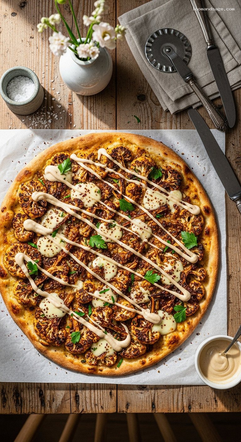 Spiced Roasted Cauliflower With Tahini and Mozzarella