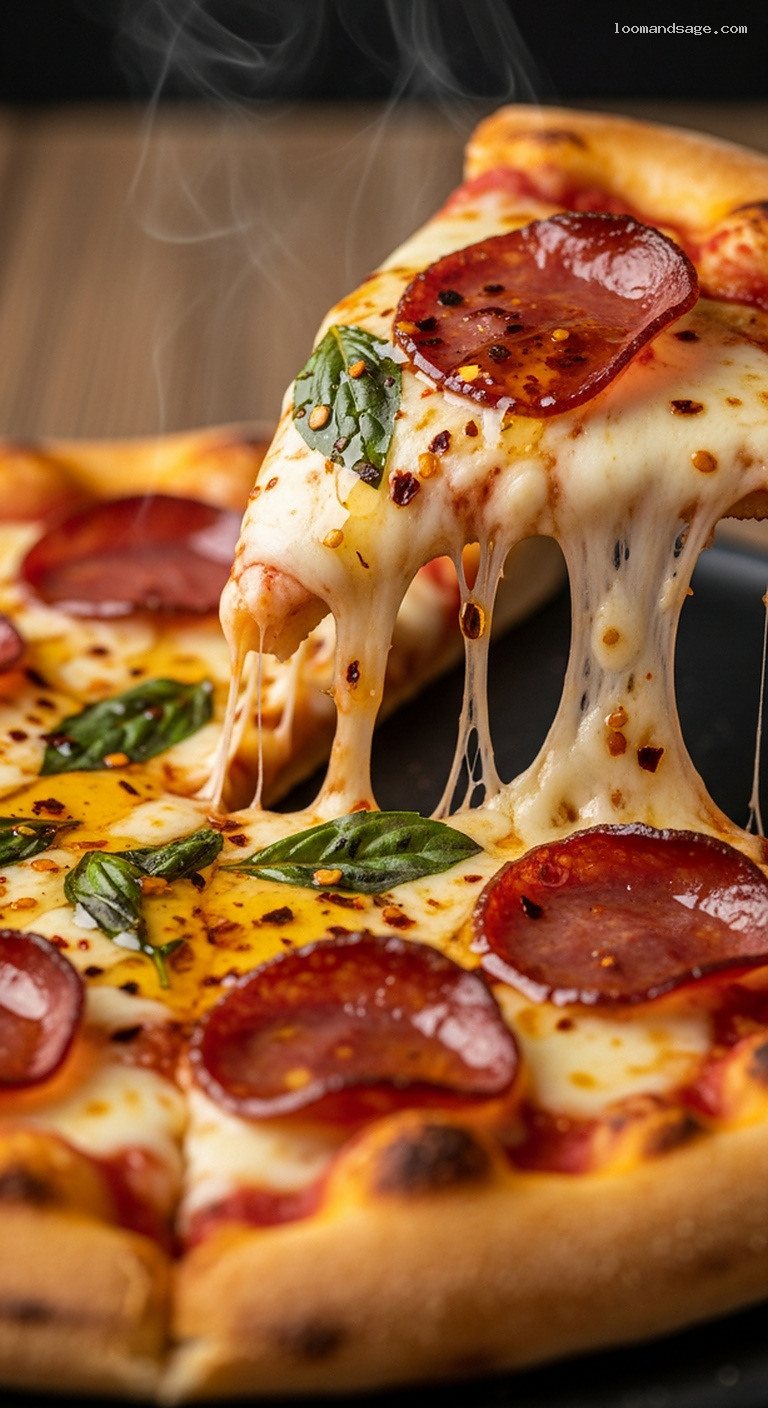 Spicy Soppressata Pizza With Hot Honey Drizzle – Closeup