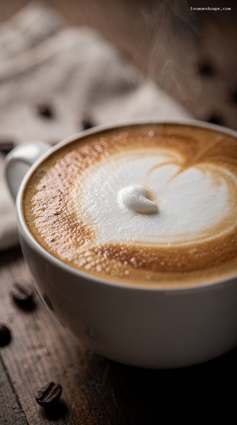 Starbucks-Style Flat White With Ristretto and Microfoamed Milk – Closeup