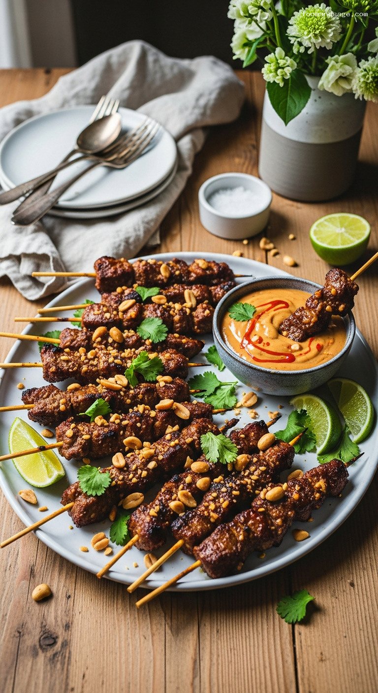Sweet and Spicy Lamb Satay with Peanut Sauce
