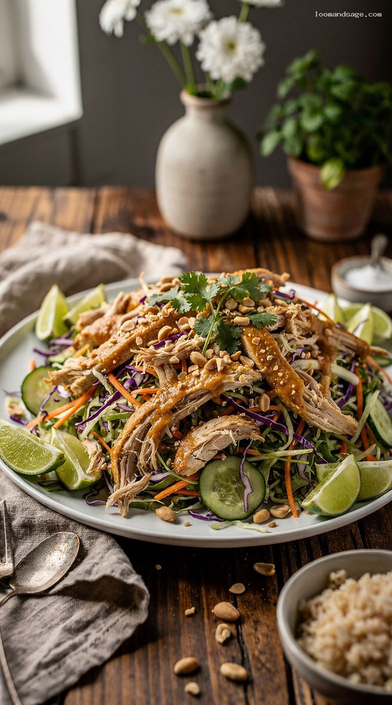 Thai Peanut Chicken Salad With Light Peanut-Lime Dressing