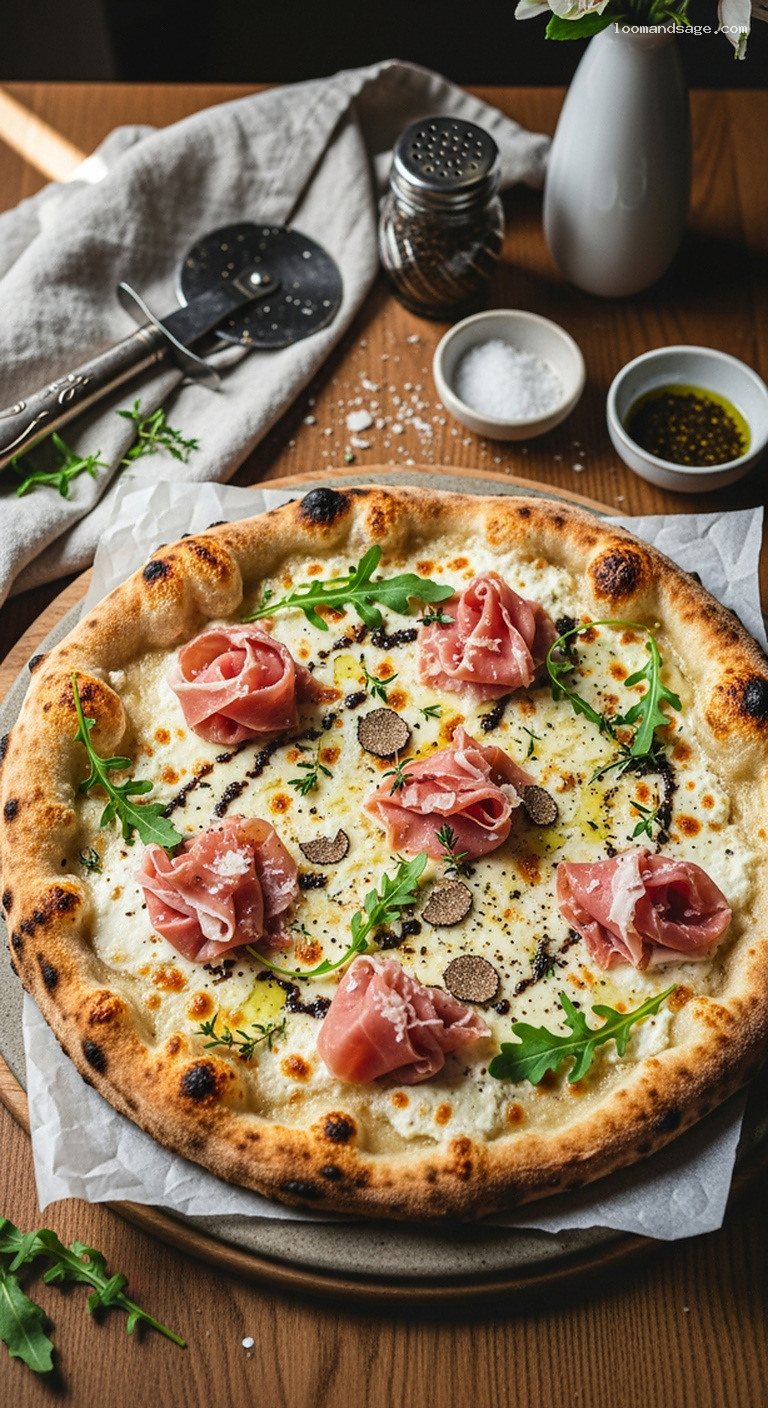 Truffle Prosciutto Bianca Pizza With Creamy White Sauce