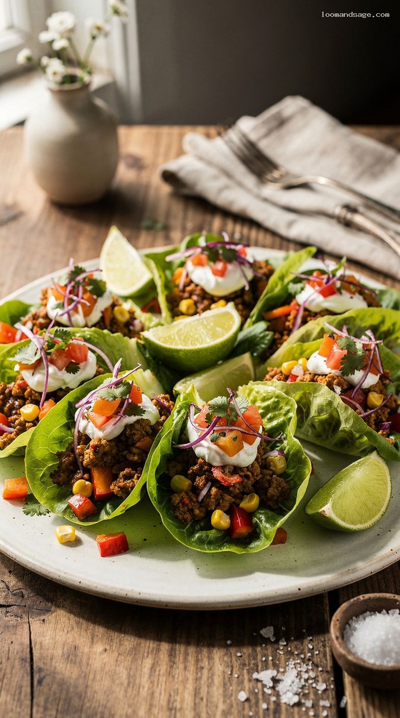 Turkey and Veggie Lettuce Wrap Tacos With Pico and Lime