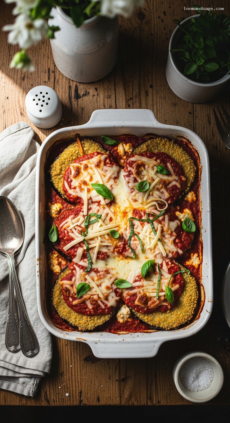 Vegan Eggplant Parmesan with Cashew Ricotta and Tomato Sauce