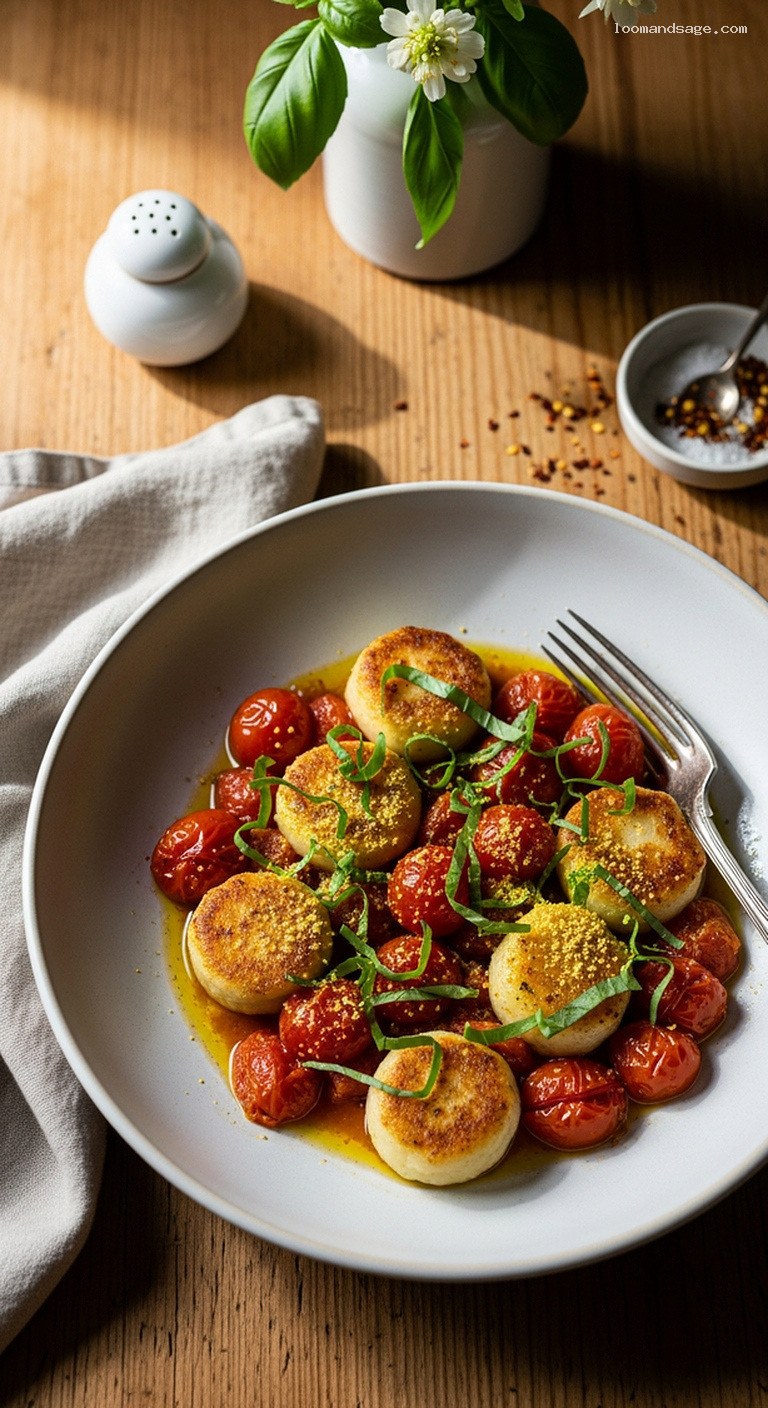 Vegan Pan-Fried Gnocchi with Tomatoes and Basil