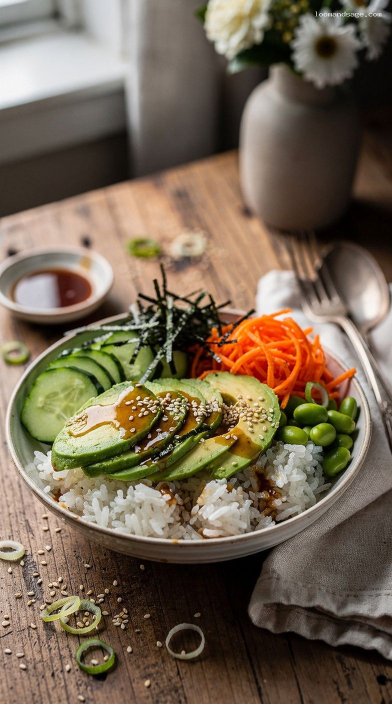 Veggie Sushi Bowl With Soy-Sesame Drizzle