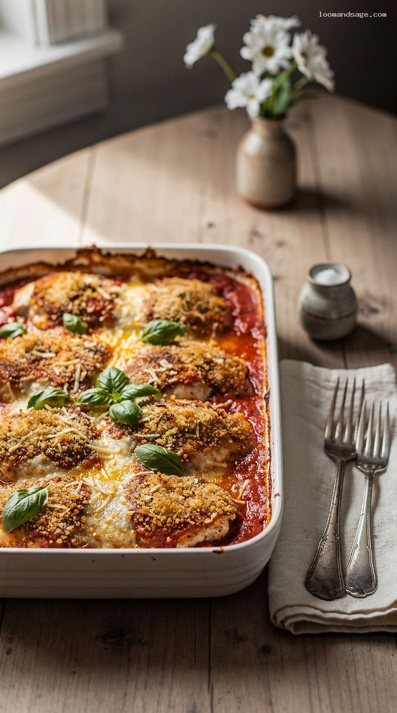 Baked Chicken Parmesan Casserole With Marinara And Mozzarella