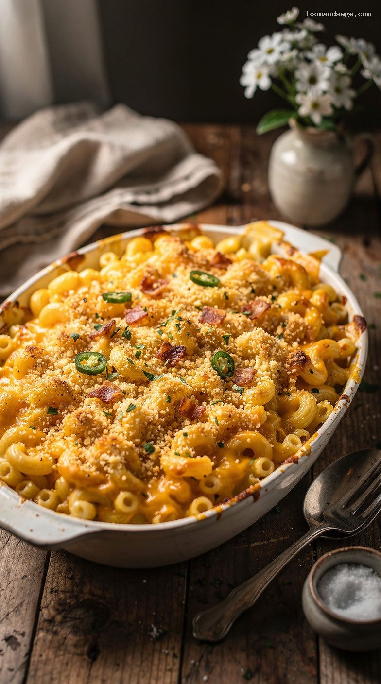 Baked Mac and Cheese Casserole With Crunchy Breadcrumb Topping