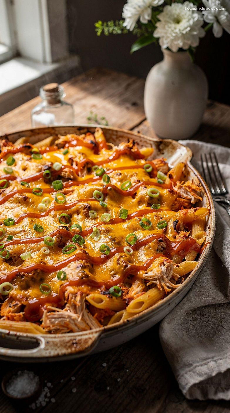 Buffalo Chicken Pasta Bake With Cheddar and Ranch