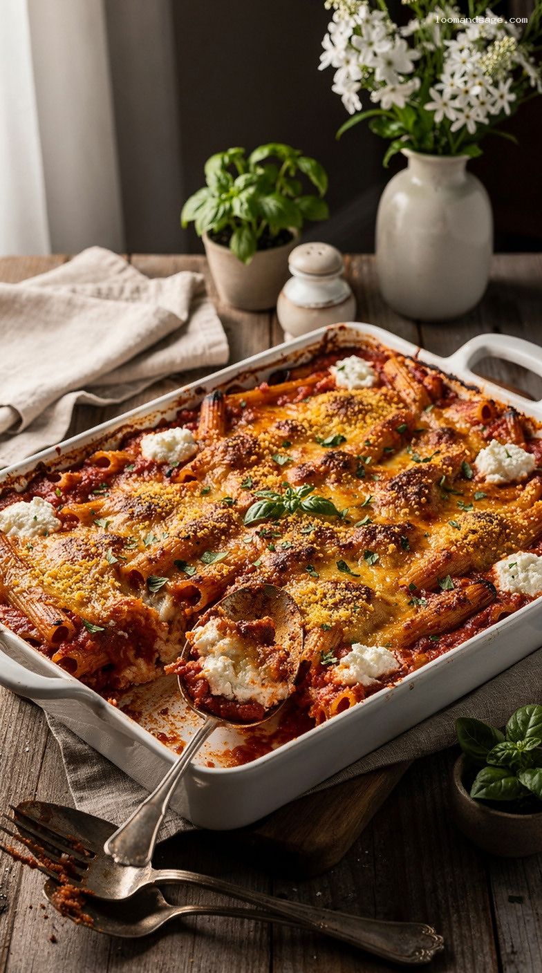 Cheesy Baked Ziti With Italian Sausage and Ricotta