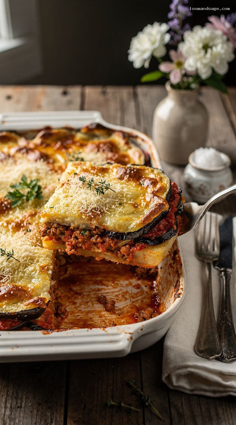 Greek Moussaka Casserole With Eggplant, Spiced Meat, and Béchamel