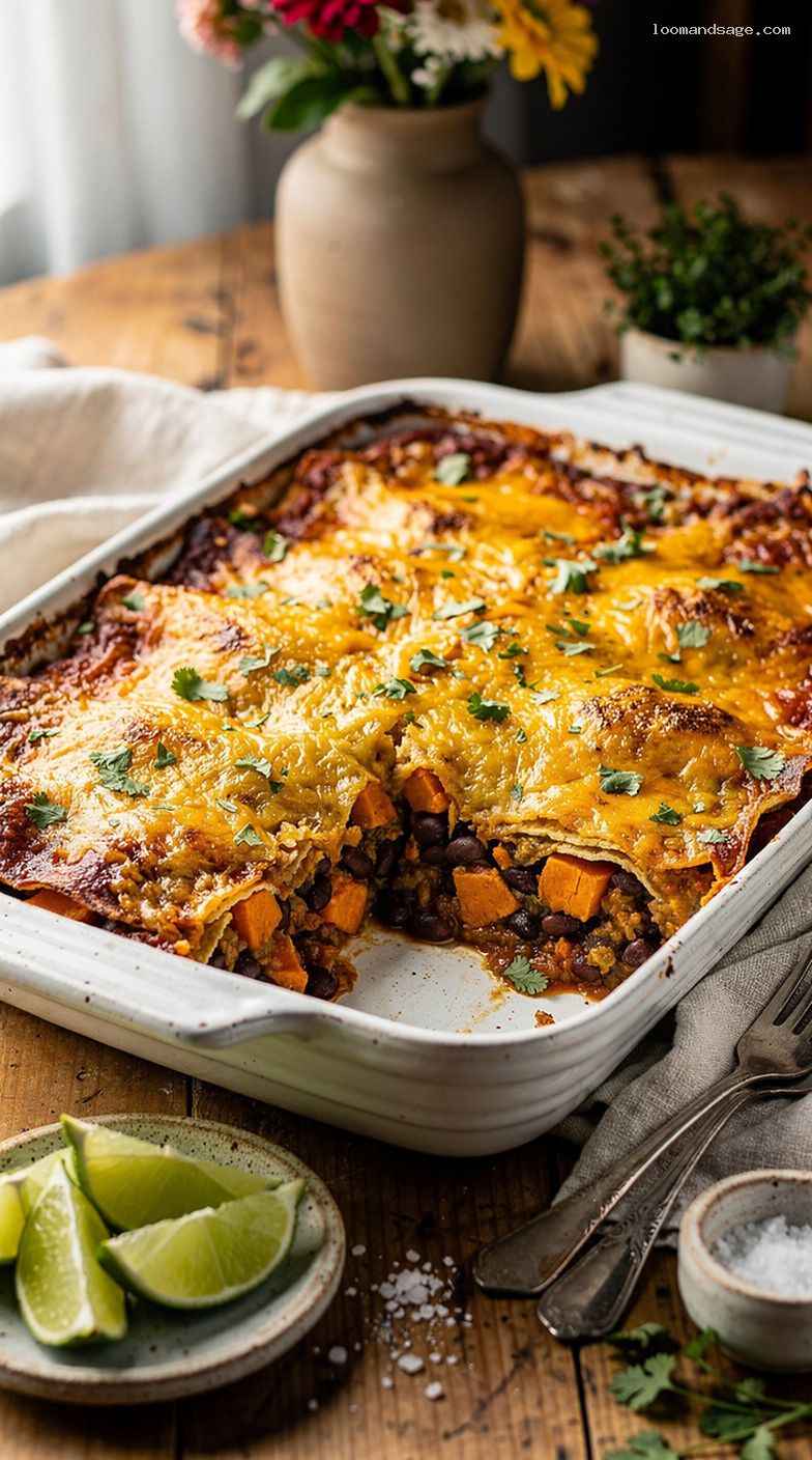 Sweet Potato and Black Bean Enchilada Casserole